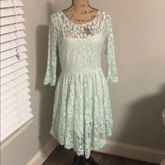 Free People Dresses & Skirts - Free People lacy mint green dress size 8.